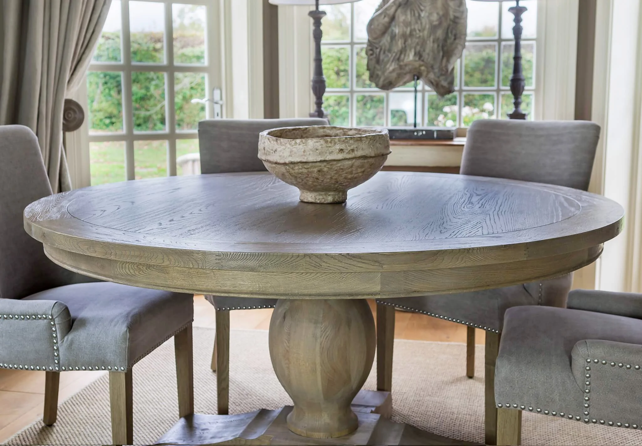 Amberley Urn Style Weathered Oak Dining Table - Image 3