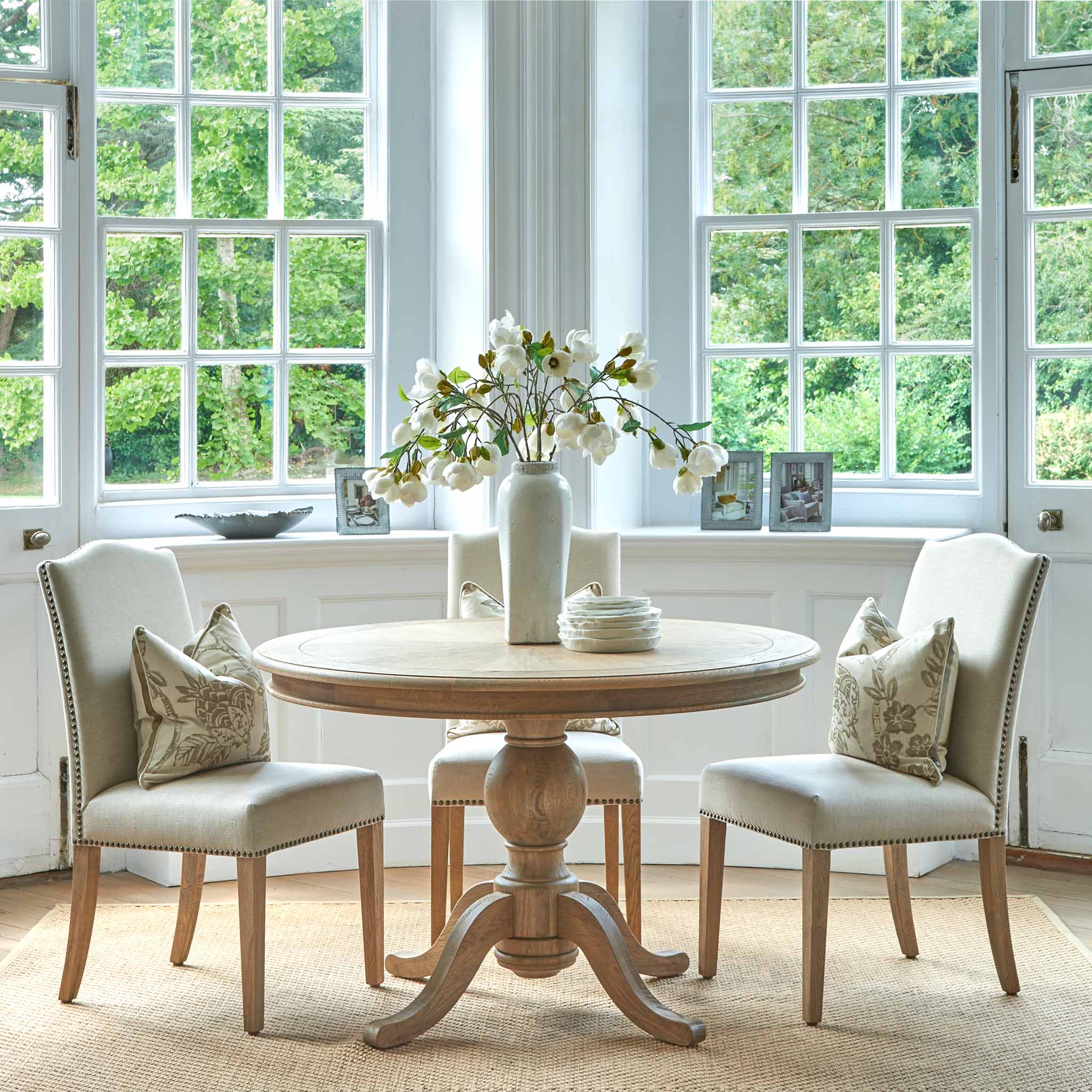 Belmont Round Weathered Oak Dining Table - Image 9