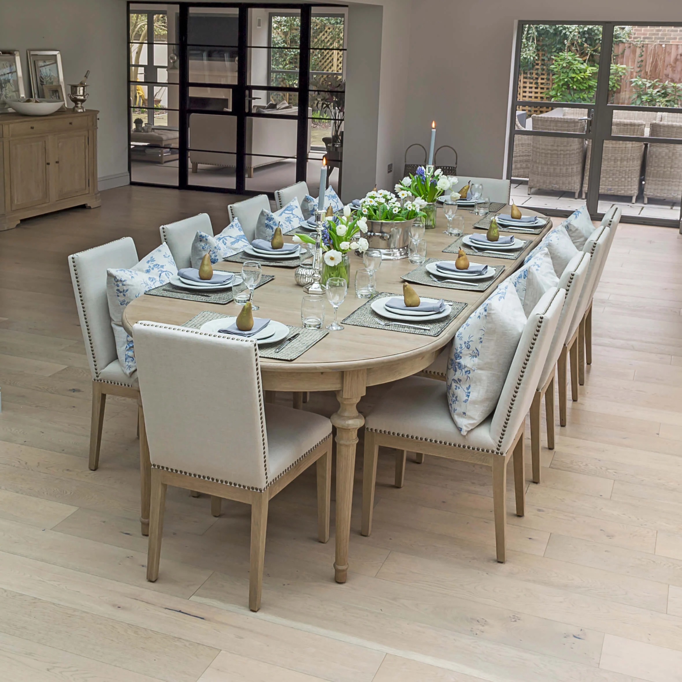 Brunswick Oval Extending Weathered Oak Dining Table - Image 3