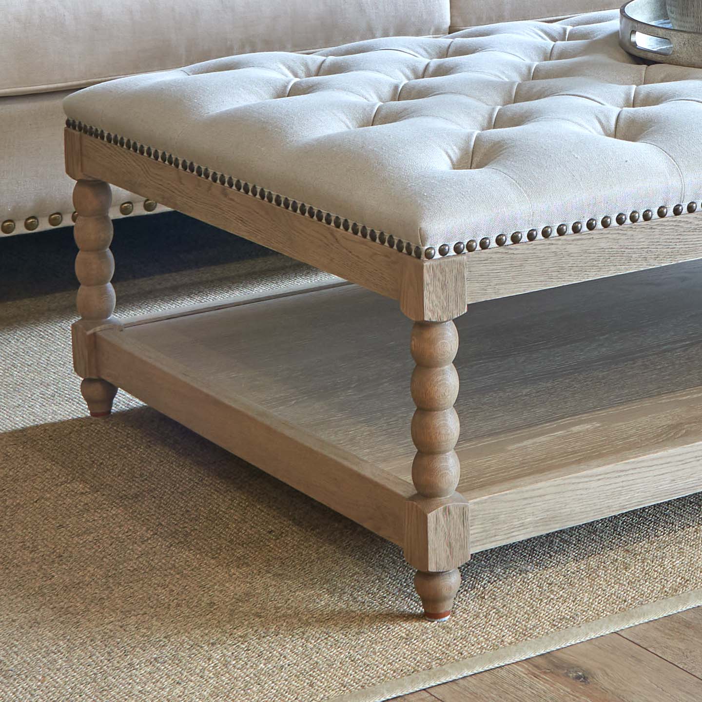 Cleveland Ottoman - Oatmeal Linen - Image 2
