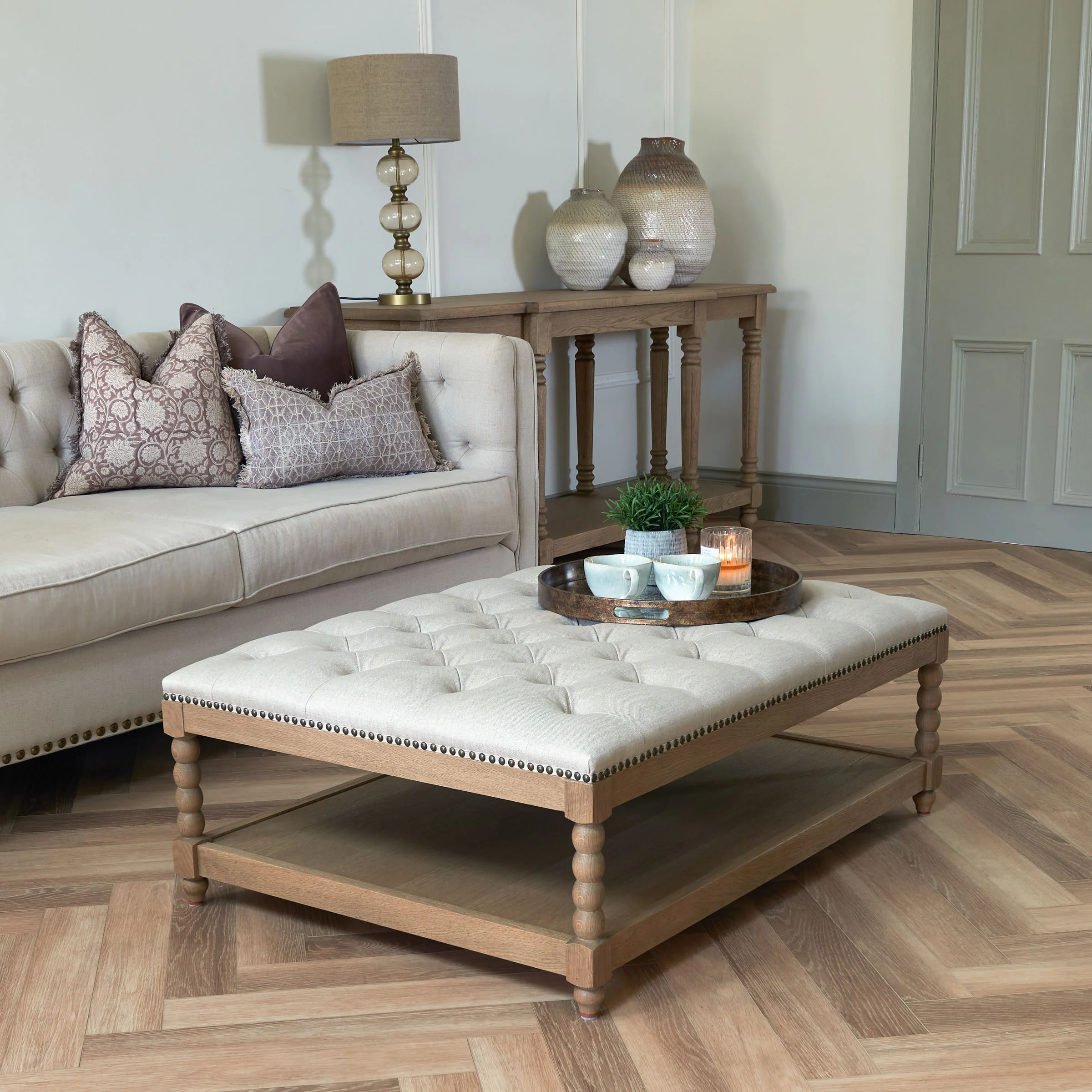 Cleveland Ottoman - Oatmeal Linen - Image 3