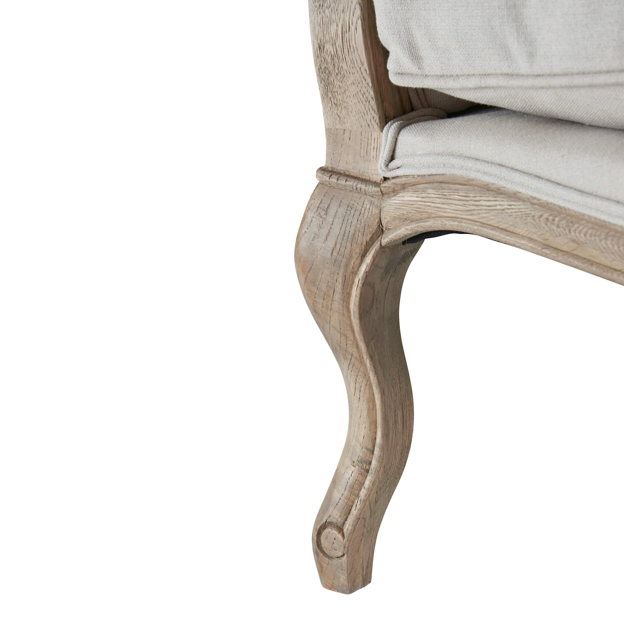 French Style Buttoned Louis Chair - Oatmeal Linen - Image 6