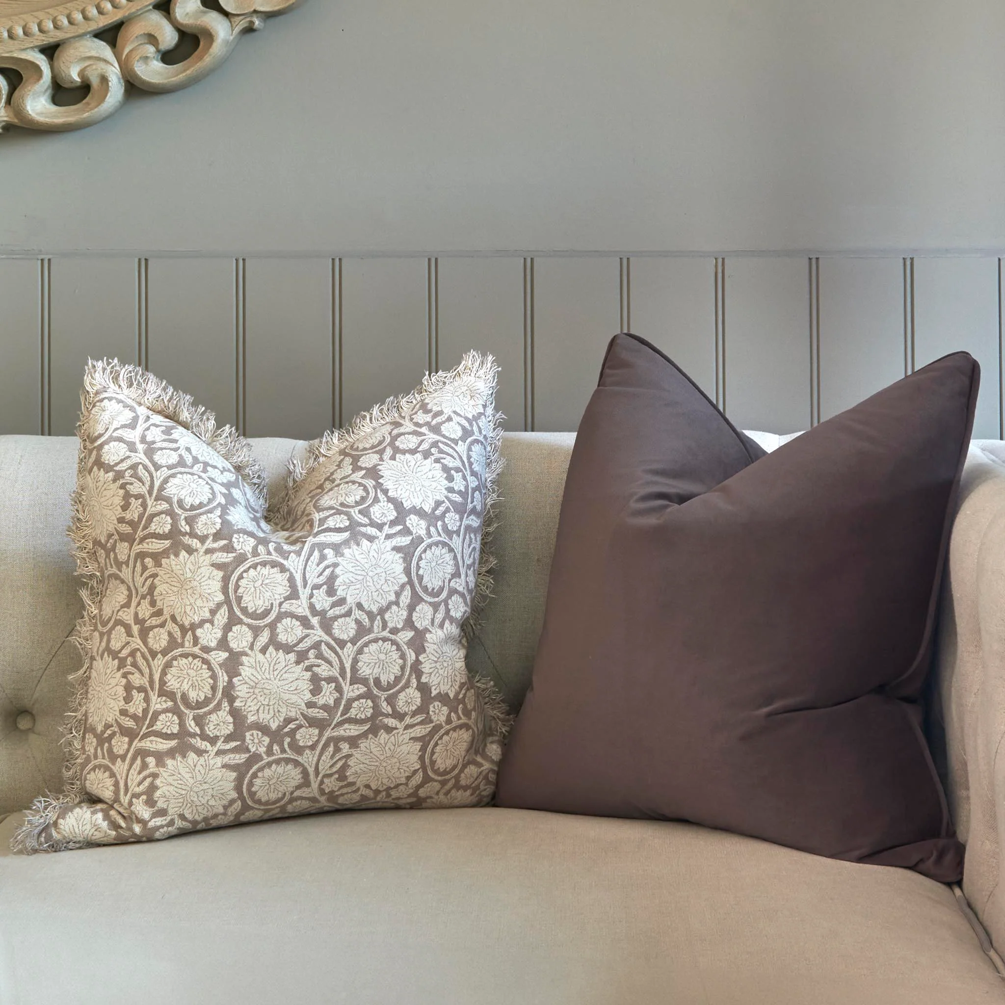 Luxe Velvet Cushion Truffle – Large - Image 2