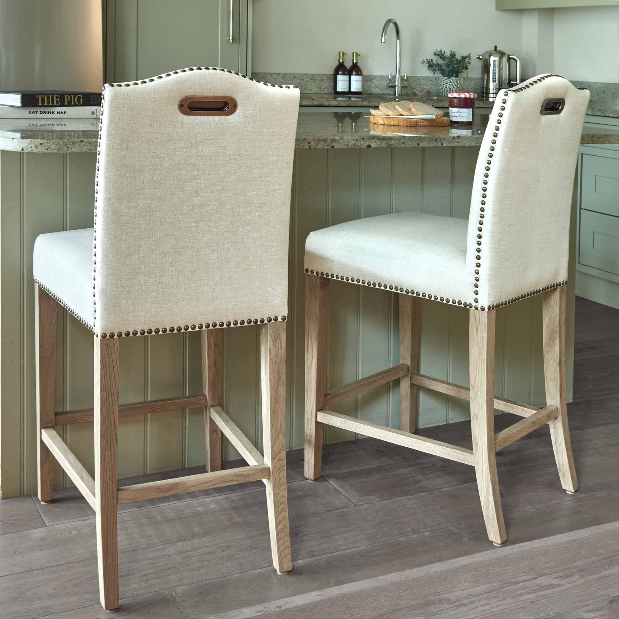 Portman Bar Stool - Oatmeal Linen - Image 3