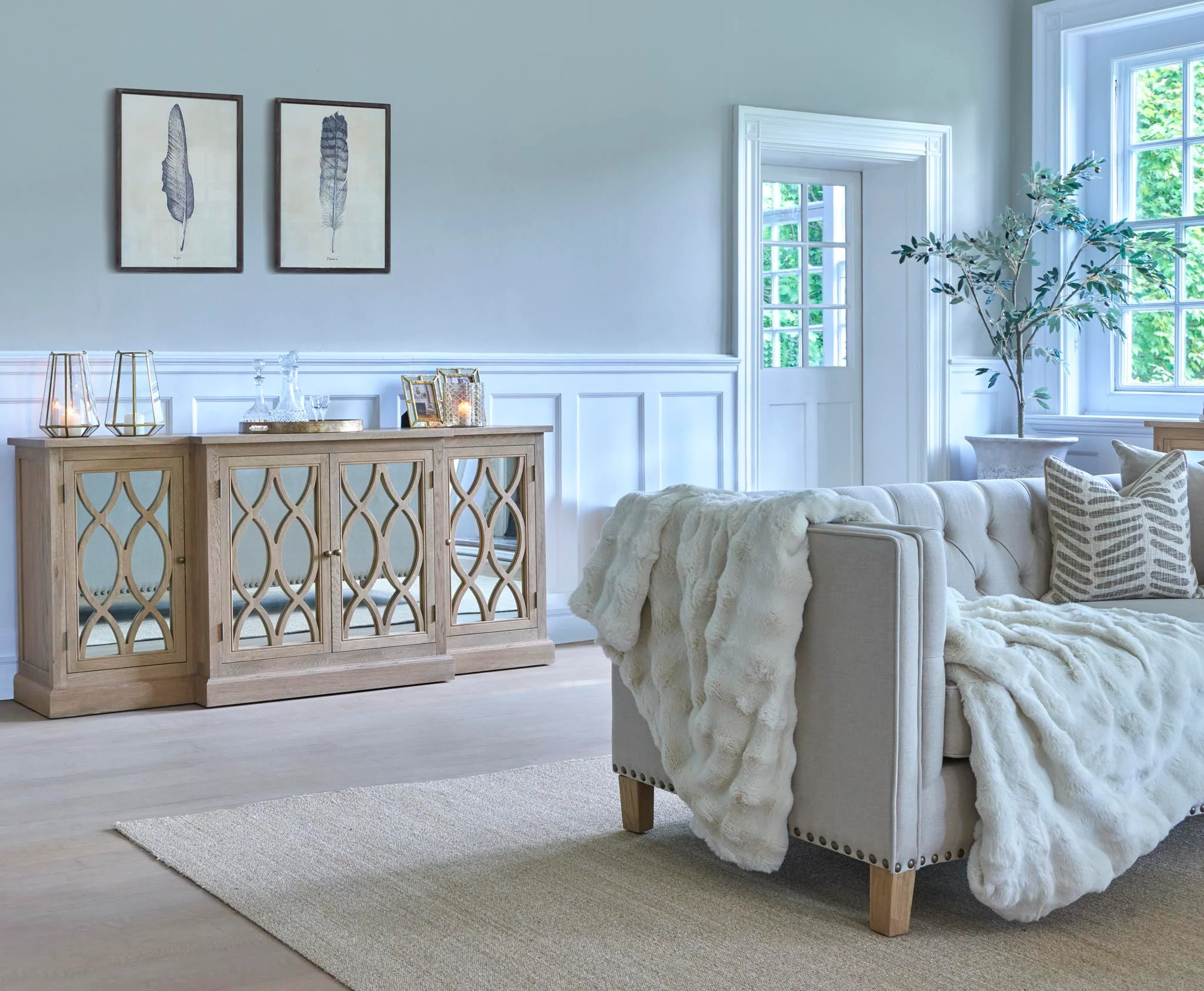 Small Marina Mirrored Weathered Oak Sideboard - Image 4