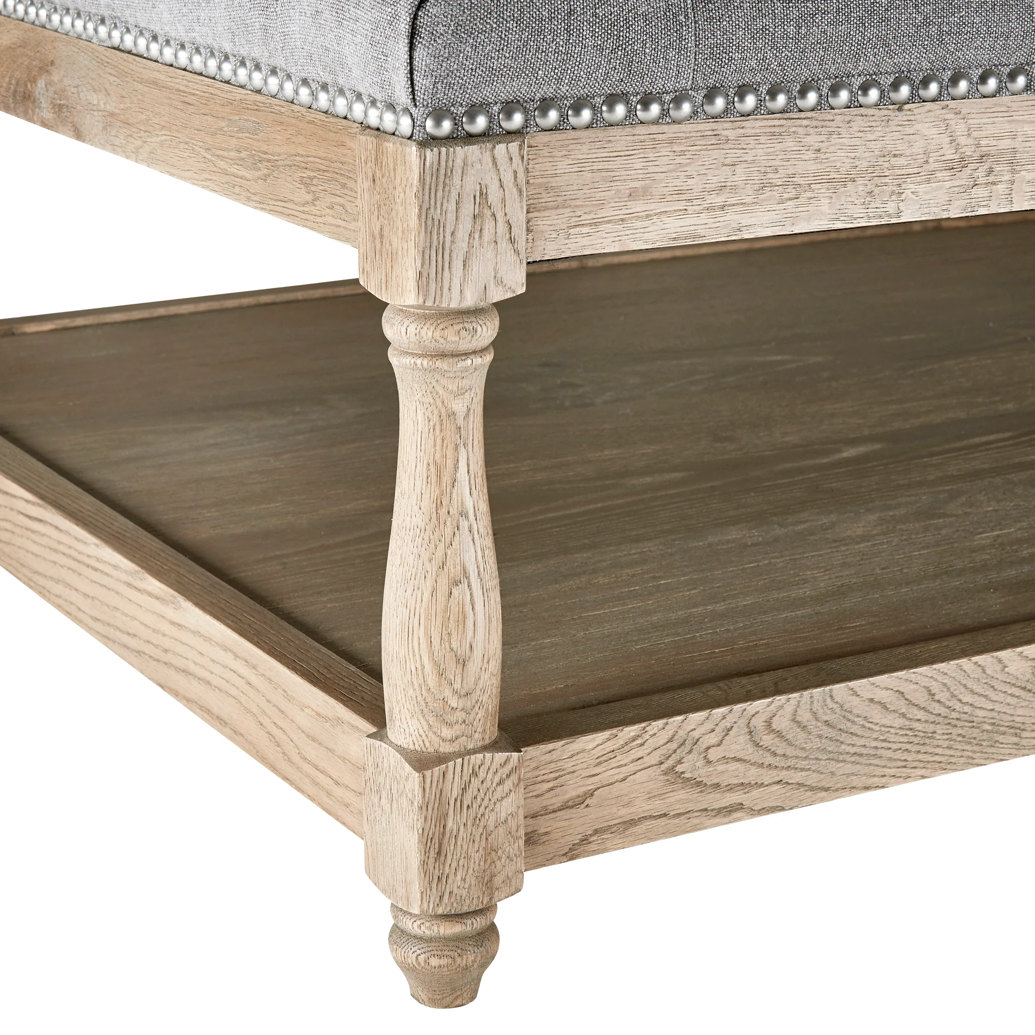 Upholstered Petit Royale Ottoman Coffee Table - Dove Grey Linen - Image 4