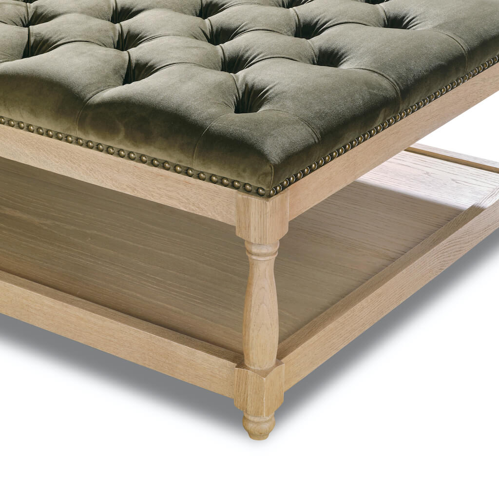 Upholstered Petit Royale Ottoman Coffee Table - Olive Green Velvet - Image 5